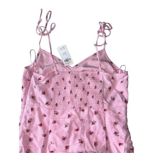 NWT Hollister Pink Floral Mini Dress - Size Medium - Adjustable Tie Straps - Picture 6 of 7